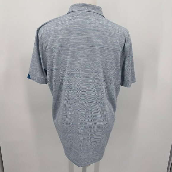 Oakley Mens XL Extra Large Short Sleeve Polo Shirt Blue Striped Polyester - Picture 4 of 8